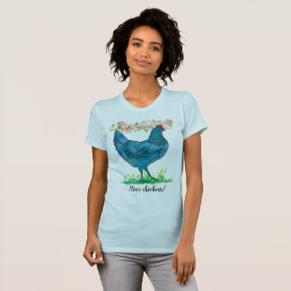 T-shirt I Love Poulets Bleu Hen Aquarelle