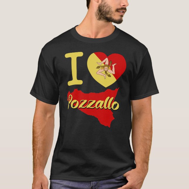 T-shirt I Love Pozzallo (I Sicilian Heart Pozzallo) (Devant)