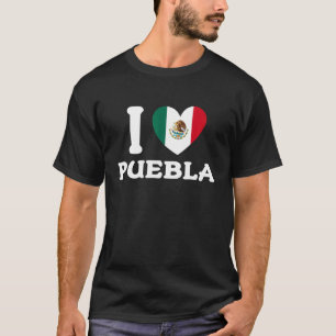 T-shirt I Love Puebla Heart Mexique Drapeau