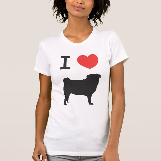 T-shirt I love Pugs (Devant)