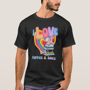 T-shirt I Love Puppie & Livres Rainbow Aesthétique été