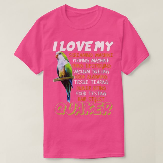 T-shirt I Love Quaker Parrot Gift Funny Blue Quaker Lover  (Design devant)