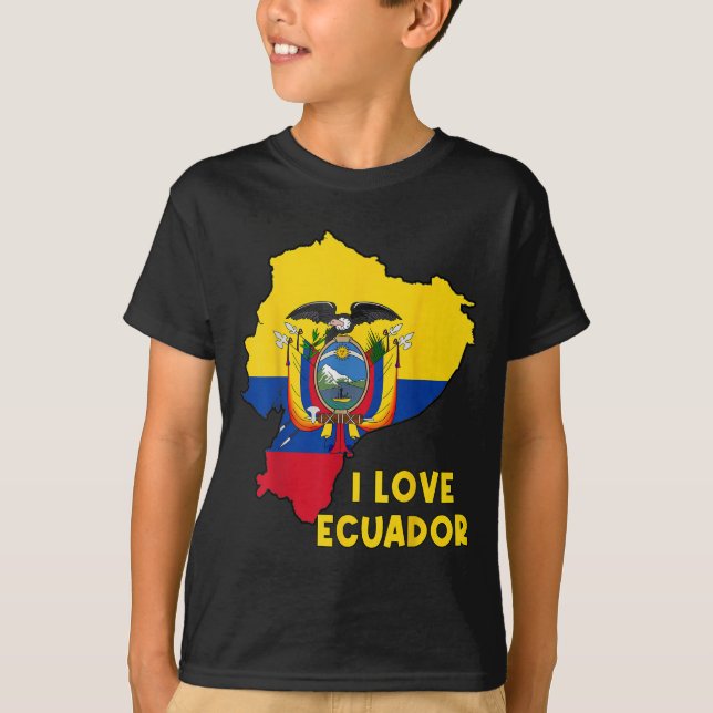 T-shirt I Love Quito Hello Ecuador Carte Drapeau Fière Ecu (Devant)