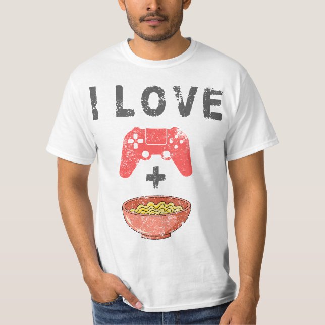 T-shirt I Love Ramen And Gaming Funny Retro Noodles Gamer  (Devant)