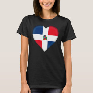 T-shirt I Love République Dominicaine Drapeau Coeur Ou