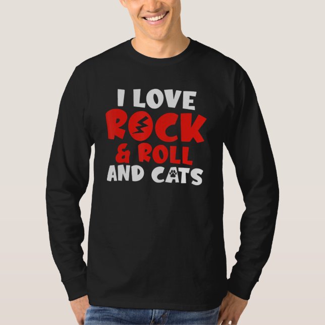 T-shirt I love Rock and Roll and Cats Rocker (Devant)