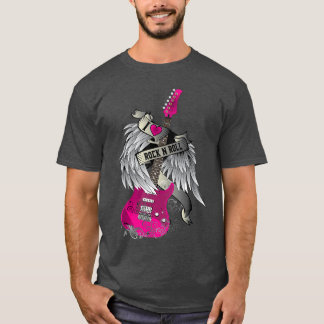 T-shirt I Love Rock and Roll Guitar Angel Wings boy