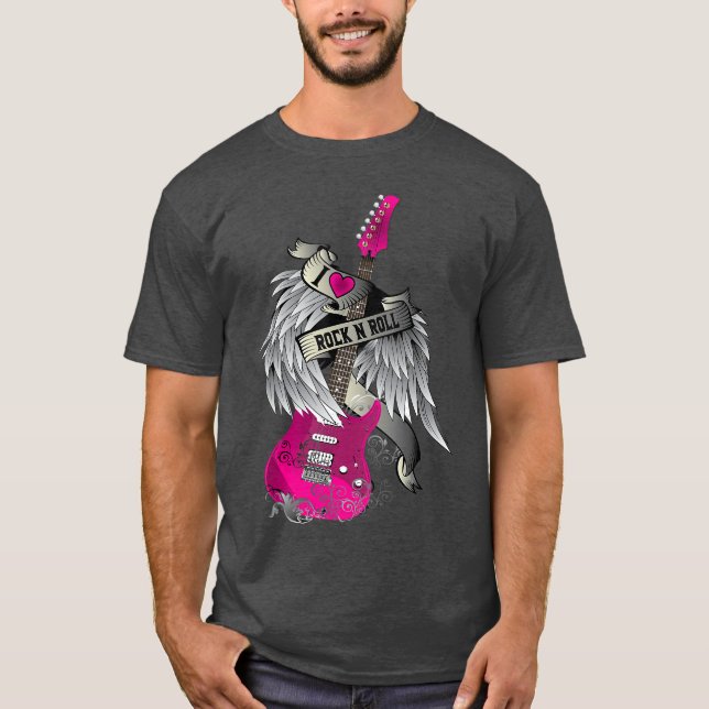 T-shirt I Love Rock and Roll Guitar Angel Wings boy (Devant)
