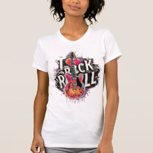 T-shirt I Love Rock N Roll Guitare Electrique Peinture Mus