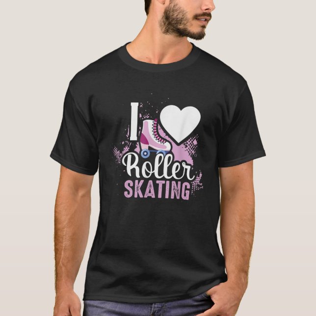 T-shirt I Love Roller Sking Cadeau Pour Filles Femmes Cool (Devant)