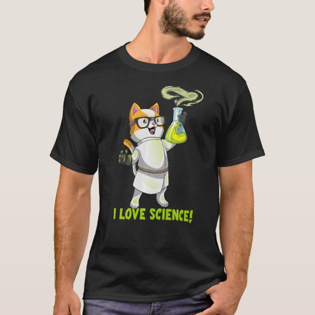 T-shirt I Love Science Chimie Chat Cute Cation Pawsitive (Devant)