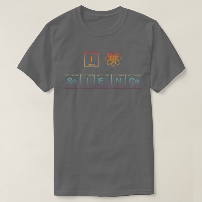 T-shirt I LOVE SCIENCE écrite dans des éléments de tableau (Design devant)