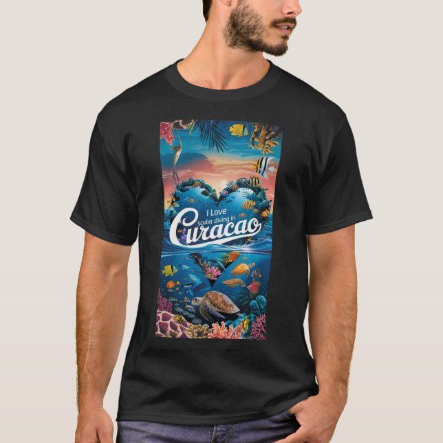 T-shirt I Love Scuba Divin à Curacao (Devant)