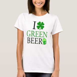 T-shirt I Love "Shamrock" Bière Verte St. Patrick's Day