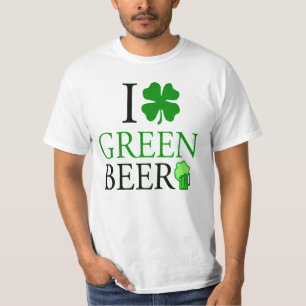 T-shirt I Love "Shamrock" Bière Verte St. Patrick's Day