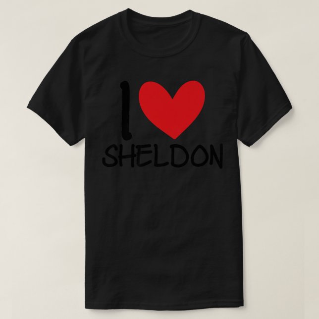 T-shirt I Love Sheldon Nom Heart Personalized Men Guy BFF (Design devant)
