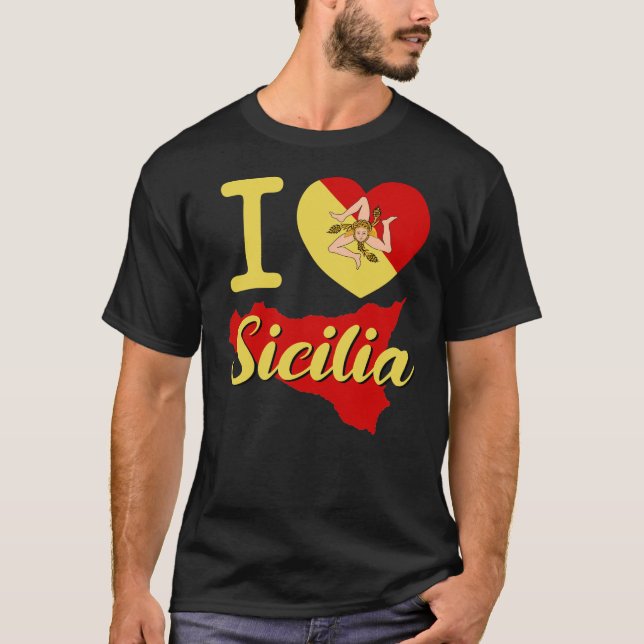 T-shirt I Love Sicilia ( I Sicilian Heart Sicilia) (Devant)