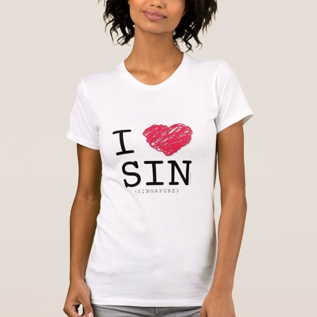 T-shirt I LOVE SIN (Singapour) lumière (Devant)