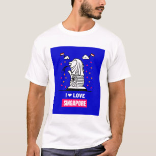 T-shirt I Love Singapore Merlion Design Pour Tourist