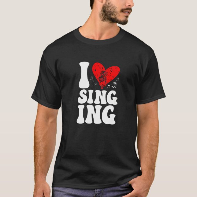 T-shirt I Love Singer Karaoke Chanteur Voice Coach Premium (Devant)