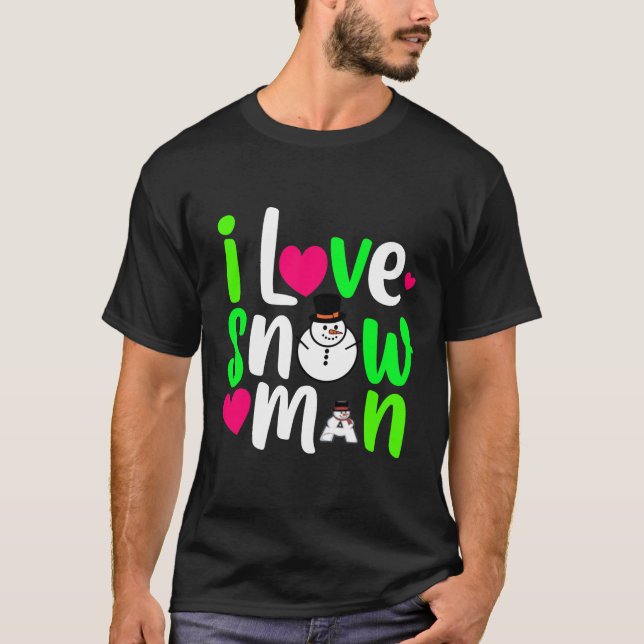 T-shirt I Love Snowman Art numérique Design (Devant)