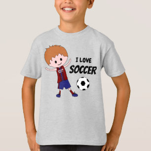 T-shirt I Love Soccer Boy - avec un maillot nommé - blond