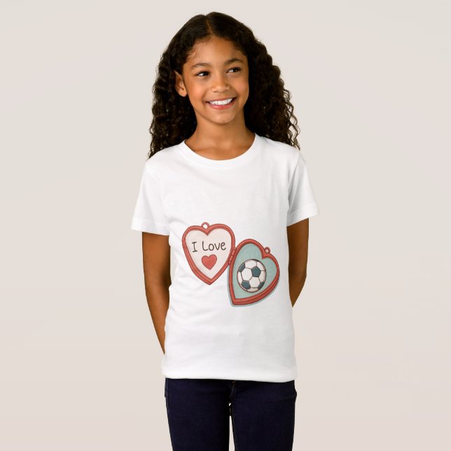 T-Shirt I Love Soccer Locket (Devant entier)