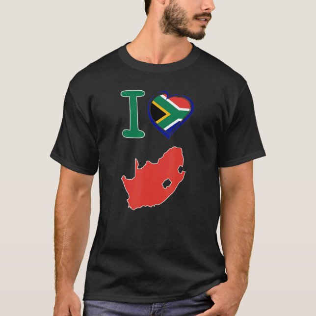 T-shirt I love South Africa S African flag in shape of a h (Devant)