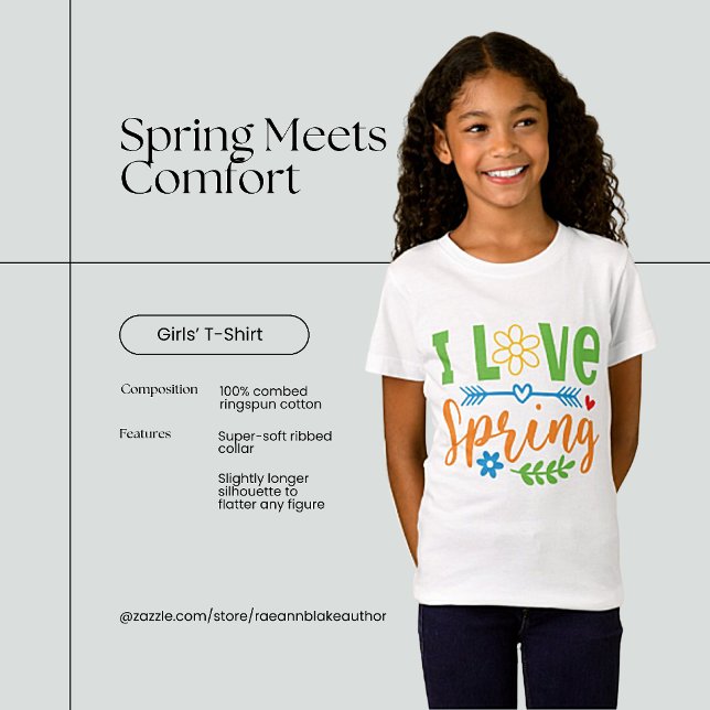 T-shirt "I Love Spring" pour filles (Créateur téléchargé)
