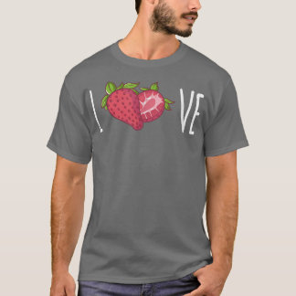 T-shirt I Love Strawberries Amateurs de fraises Vegan