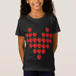T-Shirt I Love Strawberries Berry Heart Fruit Art