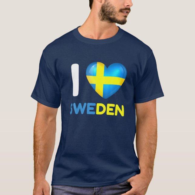 T-shirt I Love Suède I Heart Swedish Family Travel (Devant)