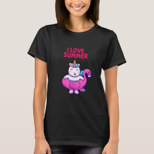 T-shirt I Love Summer Funny Rainbow Unicorn mignon Vibe ro