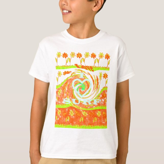 T-shirt I Love Surf : Belle Florale avec Cool Texte Art (Devant)