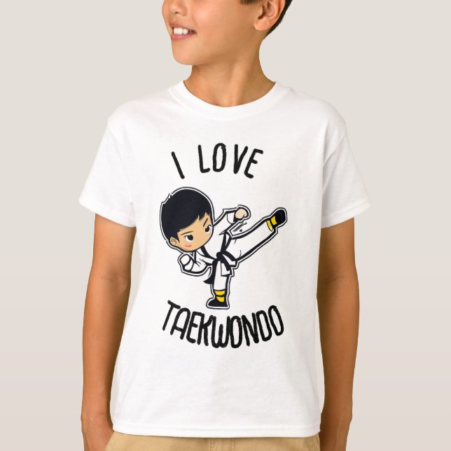 T-shirt I Love Taekwondo Kids Martial Art Cartoon Art (Devant)