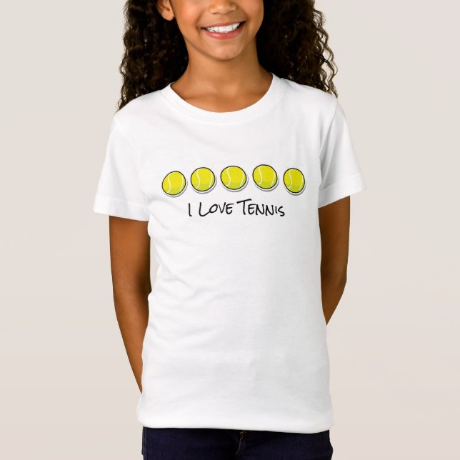 T-Shirt I Love Tennis Balls Sports Game Enfants Amusants (Devant)
