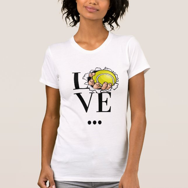 T-shirt I Love Tennis Sports Passion Hobby Yellow Ball (Devant)