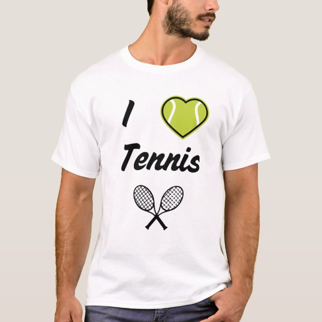 T-shirt I Love Tennis Text Design (Devant)