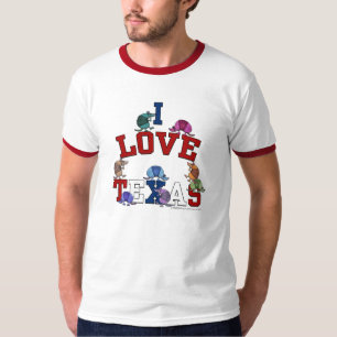 T-shirt I Love Texas-Colorful Armadillos