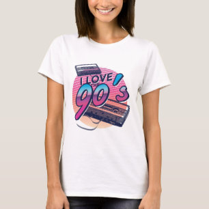 T-shirt I Love the 90s Funny Retro Tape Cassette Anniversa