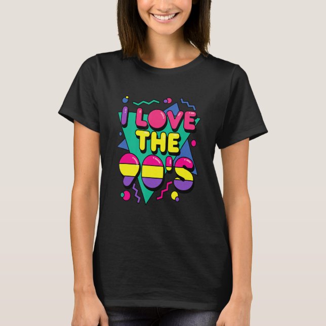 T-shirt I Love The 90's Nineties 1990 Disco Retro Party Th (Devant)