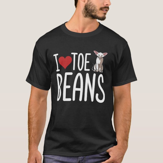 T-shirt I Love Toe Beans  Oriental Shorthaired Cat (Devant)