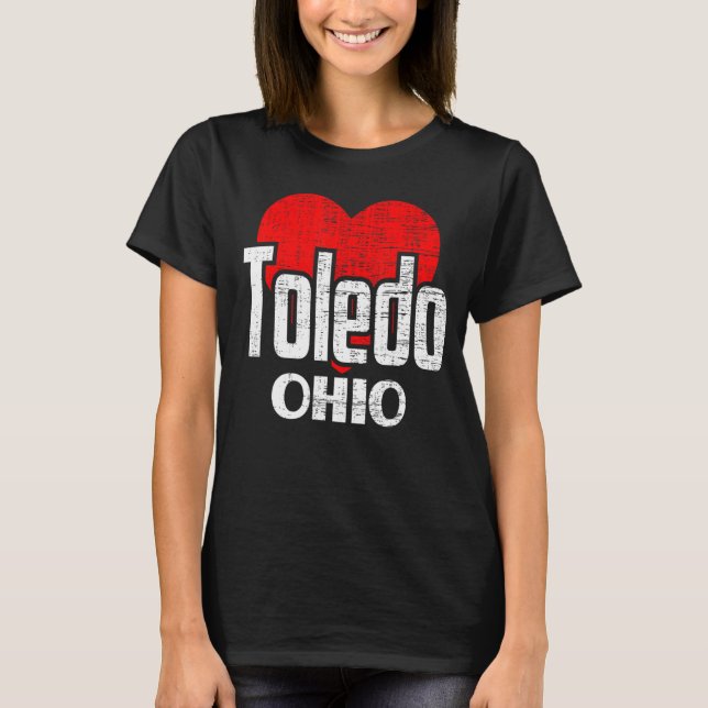T-shirt I Love Toledo Ohio Retro Big Heart Toledo Vacances (Devant)