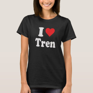 T-shirt I Love Tren détendu Retro Vintage