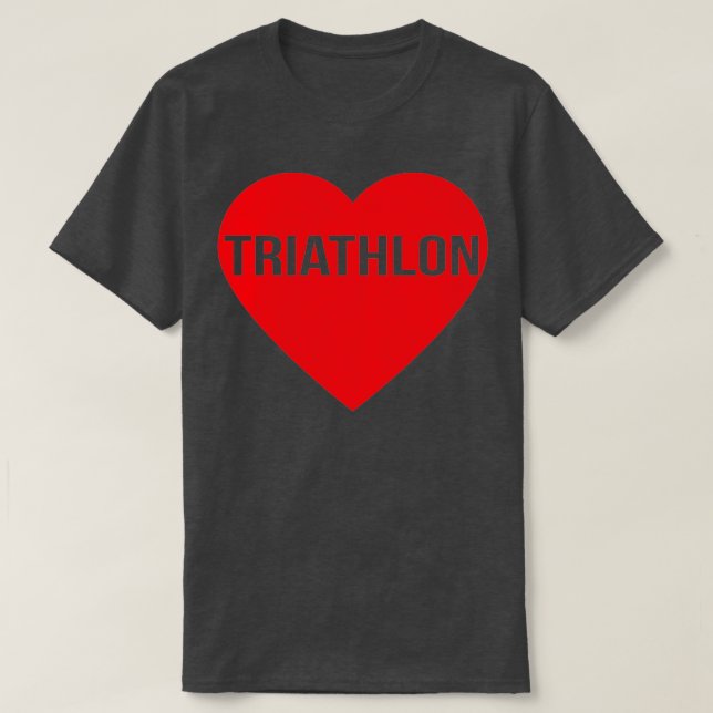T-shirt I Love Triathlon Heart Swim Bike Run Triathlte (Design devant)