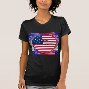 T-shirt I Love U.S.A. Swirl : Patriotic Heart Art Imprimer
