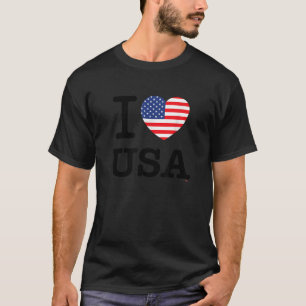 T-shirt I Love USA Etats-Unis d'Amérique Drapeau Coeur Tee