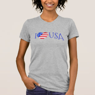 T-shirt I Love USA Patriotic Juillet 4 American Flag Heart
