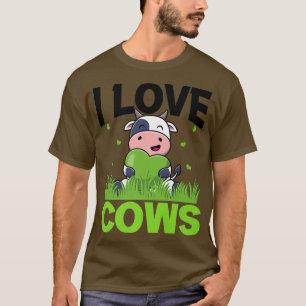T-shirt I Love Vaches Bétail éleveur Agriculteur Laitier V