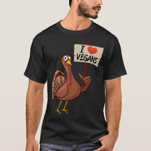 T-shirt I Love Vegan drôle de dinde d'action de grâce